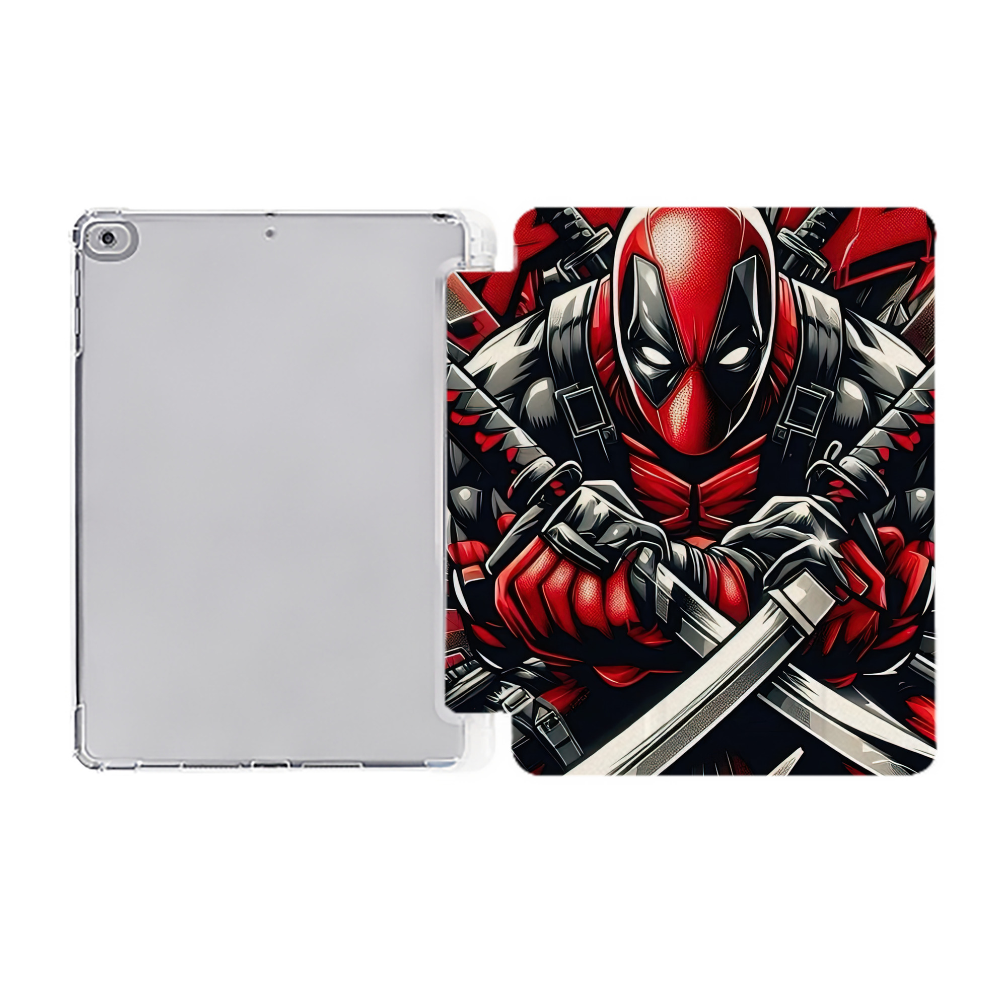 （画像用） Deadpool デッドプール IPad ケース ペン収納付き 三つ折りスタンド PUレザー×シリコン 対応機種9.5/10.5/10.9インチ